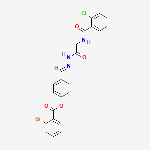 molecular formula C23H17BrClN3O4 B12007293 4-(2-(((2-Chlorobenzoyl)amino)acetyl)carbohydrazonoyl)phenyl 2-bromobenzoate CAS No. 767332-63-8