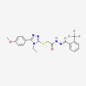 2-{[4-ethyl-5-(4-methoxyphenyl)-4H-1,2,4-triazol-3-yl]sulfanyl}-N'-{(E)-[2-(trifluoromethyl)phenyl]methylidene}acetohydrazide