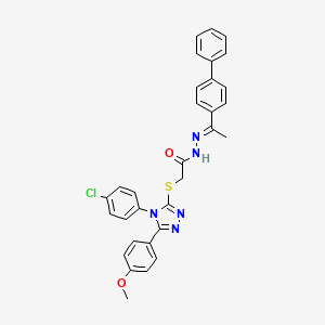 N'-[(1E)-1-(biphenyl-4-yl)ethylidene]-2-{[4-(4-chlorophenyl)-5-(4-methoxyphenyl)-4H-1,2,4-triazol-3-yl]sulfanyl}acetohydrazide