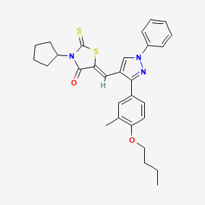 molecular formula C29H31N3O2S2 B12007341 (5Z)-5-{[3-(4-Butoxy-3-methylphenyl)-1-phenyl-1H-pyrazol-4-YL]methylene}-3-cyclopentyl-2-thioxo-1,3-thiazolidin-4-one CAS No. 623940-53-4