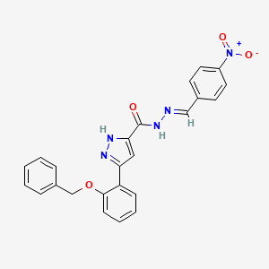 molecular formula C24H19N5O4 B12007347 3-(2-(Benzyloxy)phenyl)-N'-(4-nitrobenzylidene)-1H-pyrazole-5-carbohydrazide CAS No. 634895-38-8