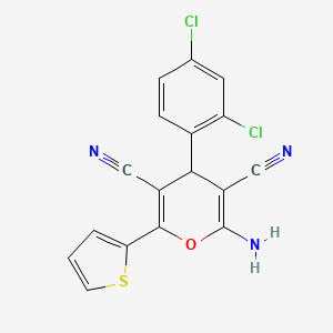 2-amino-4-(2,4-dichlorophenyl)-6-(thiophen-2-yl)-4H-pyran-3,5-dicarbonitrile