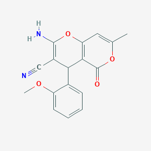 2-amino-4-(2-methoxyphenyl)-7-methyl-5-oxo-4H,5H-pyrano[4,3-b]pyran-3-carbonitrile