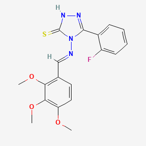 5-(2-fluorophenyl)-4-{[(E)-(2,3,4-trimethoxyphenyl)methylidene]amino}-4H-1,2,4-triazol-3-yl hydrosulfide