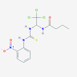 molecular formula C13H15Cl3N4O3S B12007676 N-(2,2,2-trichloro-1-{[(2-nitrophenyl)carbamothioyl]amino}ethyl)butanamide 