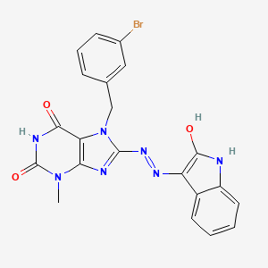 7-(3-bromobenzyl)-3-methyl-8-[(2E)-2-(2-oxo-1,2-dihydro-3H-indol-3-ylidene)hydrazinyl]-3,7-dihydro-1H-purine-2,6-dione