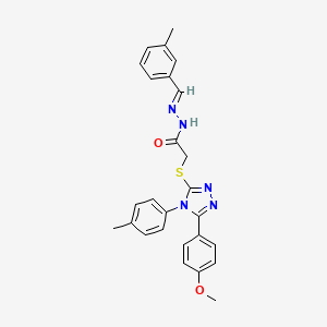 2-{[5-(4-Methoxyphenyl)-4-(4-methylphenyl)-4H-1,2,4-triazol-3-YL]sulfanyl}-N'-[(E)-(3-methylphenyl)methylidene]acetohydrazide