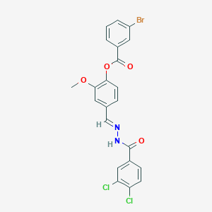 molecular formula C22H15BrCl2N2O4 B12007761 4-(2-(3,4-Dichlorobenzoyl)carbohydrazonoyl)-2-methoxyphenyl 3-bromobenzoate CAS No. 767308-37-2