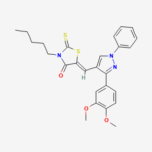 (5Z)-5-[[3-(3,4-dimethoxyphenyl)-1-phenylpyrazol-4-yl]methylidene]-3-pentyl-2-sulfanylidene-1,3-thiazolidin-4-one