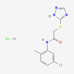 molecular formula C11H12Cl2N4OS B12007771 2-((4H-1,2,4-Triazol-3-yl)thio)-N-(5-chloro-2-methylphenyl)acetamide hydrochloride CAS No. 765285-13-0