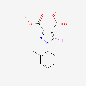 molecular formula C15H15IN2O4 B12007810 dimethyl 1-(2,4-dimethylphenyl)-5-iodo-1H-pyrazole-3,4-dicarboxylate 