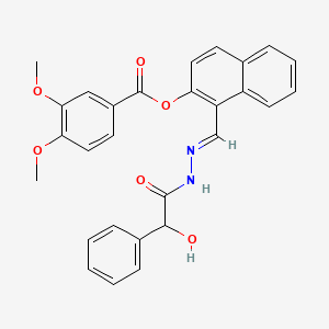 1-(2-(Hydroxy(phenyl)acetyl)carbohydrazonoyl)-2-naphthyl 3,4-dimethoxybenzoate