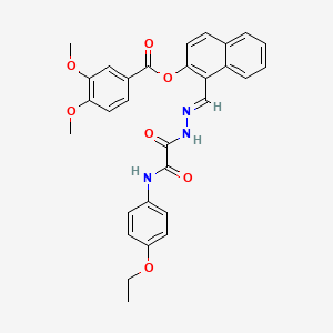 molecular formula C30H27N3O7 B12007908 [1-[(E)-[[2-(4-ethoxyanilino)-2-oxoacetyl]hydrazinylidene]methyl]naphthalen-2-yl] 3,4-dimethoxybenzoate 