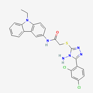 molecular formula C24H20Cl2N6OS B12007931 2-{[4-amino-5-(2,4-dichlorophenyl)-4H-1,2,4-triazol-3-yl]sulfanyl}-N-(9-ethyl-9H-carbazol-3-yl)acetamide 