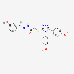 2-{[4,5-bis(4-methoxyphenyl)-4H-1,2,4-triazol-3-yl]sulfanyl}-N'-[(E)-(3-hydroxyphenyl)methylidene]acetohydrazide