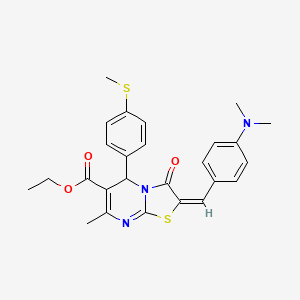 Ethyl 2-(4-(dimethylamino)benzylidene)-7-methyl-5-(4-(methylthio)phenyl)-3-oxo-3,5-dihydro-2H-thiazolo[3,2-a]pyrimidine-6-carboxylate