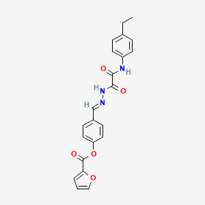 molecular formula C22H19N3O5 B12008087 4-((2-(2-((4-Ethylphenyl)amino)-2-oxoacetyl)hydrazono)methyl)phenyl furan-2-carboxylate CAS No. 765311-58-8