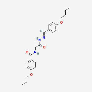 molecular formula C23H29N3O4 B12008191 N-[2-[(2E)-2-[(4-butoxyphenyl)methylidene]hydrazinyl]-2-oxoethyl]-4-propoxybenzamide CAS No. 765296-64-8