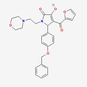 molecular formula C28H28N2O6 B12008272 5-[4-(Benzyloxy)phenyl]-4-(2-furoyl)-3-hydroxy-1-[2-(4-morpholinyl)ethyl]-1,5-dihydro-2H-pyrrol-2-one CAS No. 618072-35-8