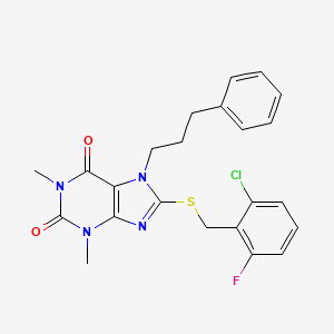 8-[(2-Chloro-6-fluorophenyl)methylsulfanyl]-1,3-dimethyl-7-(3-phenylpropyl)purine-2,6-dione