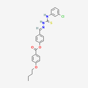 4-(2-((3-Chloroanilino)carbothioyl)carbohydrazonoyl)phenyl 4-butoxybenzoate