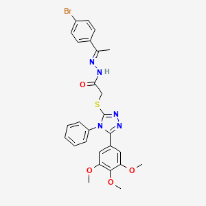 molecular formula C27H26BrN5O4S B12008495 N'-[(E)-1-(4-Bromophenyl)ethylidene]-2-{[4-phenyl-5-(3,4,5-trimethoxyphenyl)-4H-1,2,4-triazol-3-YL]sulfanyl}acetohydrazide 