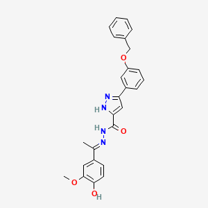 molecular formula C26H24N4O4 B12008500 5-(3-(Benzyloxy)phenyl)-N'-(1-(4-hydroxy-3-methoxyphenyl)ethylidene)-1H-pyrazole-3-carbohydrazide CAS No. 634895-92-4