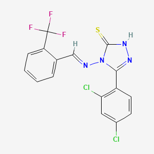 5-(2,4-Dichlorophenyl)-4-({(E)-[2-(trifluoromethyl)phenyl]methylidene}amino)-4H-1,2,4-triazol-3-YL hydrosulfide