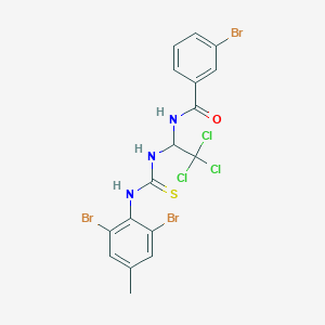 3-BR-N-(2,2,2-Tri-CL-1-(((2,6-DI-BR-4-ME-anilino)carbothioyl)amino)ET)benzamide