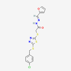 2-({5-[(4-chlorobenzyl)sulfanyl]-1,3,4-thiadiazol-2-yl}sulfanyl)-N'-[(E)-furan-2-ylmethylidene]acetohydrazide