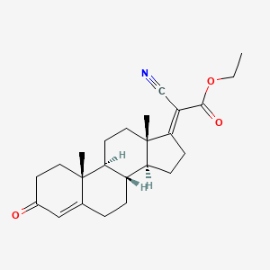 molecular formula C24H31NO3 B12008662 ethyl (2E)-2-cyano-2-[(8R,9S,10R,13S,14S)-10,13-dimethyl-3-oxo-2,6,7,8,9,11,12,14,15,16-decahydro-1H-cyclopenta[a]phenanthren-17-ylidene]acetate 