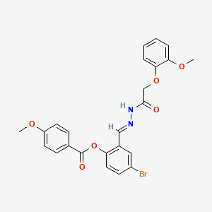 molecular formula C24H21BrN2O6 B12008674 4-Bromo-2-(2-((2-methoxyphenoxy)acetyl)carbohydrazonoyl)phenyl 4-methoxybenzoate CAS No. 767334-03-2