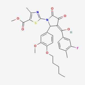 Methyl 2-{3-(3-fluoro-4-methylbenzoyl)-4-hydroxy-2-[3-methoxy-4-(pentyloxy)phenyl]-5-oxo-2,5-dihydro-1H-pyrrol-1-YL}-4-methyl-1,3-thiazole-5-carboxylate