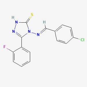 molecular formula C15H10ClFN4S B12008808 4-((4-Chlorobenzylidene)amino)-5-(2-fluorophenyl)-4H-1,2,4-triazole-3-thiol CAS No. 676580-42-0