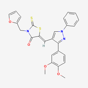 molecular formula C26H21N3O4S2 B12008844 (5Z)-5-{[3-(3,4-dimethoxyphenyl)-1-phenyl-1H-pyrazol-4-yl]methylene}-3-(2-furylmethyl)-2-thioxo-1,3-thiazolidin-4-one CAS No. 623935-70-6