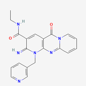 molecular formula C20H18N6O2 B12008854 N-ethyl-6-imino-2-oxo-7-(pyridin-3-ylmethyl)-1,7,9-triazatricyclo[8.4.0.03,8]tetradeca-3(8),4,9,11,13-pentaene-5-carboxamide CAS No. 369400-59-9