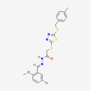 molecular formula C20H19BrN4O2S3 B12008871 N'-[(E)-(5-bromo-2-methoxyphenyl)methylidene]-2-({5-[(4-methylbenzyl)sulfanyl]-1,3,4-thiadiazol-2-yl}sulfanyl)acetohydrazide 