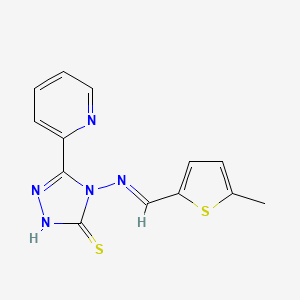 4-{[(E)-(5-methyl-2-thienyl)methylidene]amino}-5-(2-pyridinyl)-4H-1,2,4-triazole-3-thiol