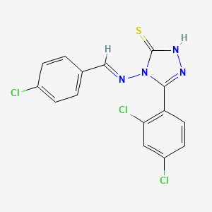 molecular formula C15H9Cl3N4S B12008970 4-{[(E)-(4-chlorophenyl)methylidene]amino}-5-(2,4-dichlorophenyl)-4H-1,2,4-triazole-3-thiol 