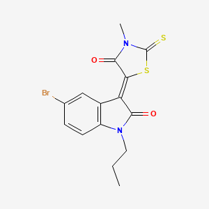 molecular formula C15H13BrN2O2S2 B12008995 5-(5-Bromo-2-oxo-1-propylindolin-3-ylidene)-3-methyl-2-thioxothiazolidin-4-one CAS No. 617695-02-0