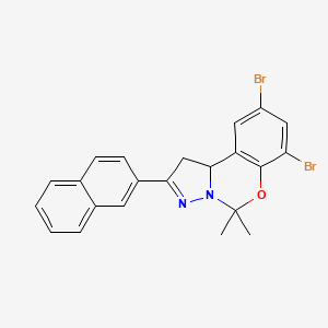 molecular formula C22H18Br2N2O B12009069 7,9-Dibromo-5,5-dimethyl-2-(naphthalen-2-yl)-5,10b-dihydro-1H-benzo[e]pyrazolo[1,5-c][1,3]oxazine CAS No. 763111-28-0