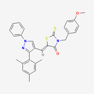 molecular formula C30H27N3O2S2 B12009083 (5Z)-5-[(3-mesityl-1-phenyl-1H-pyrazol-4-yl)methylene]-3-(4-methoxybenzyl)-2-thioxo-1,3-thiazolidin-4-one CAS No. 623934-79-2