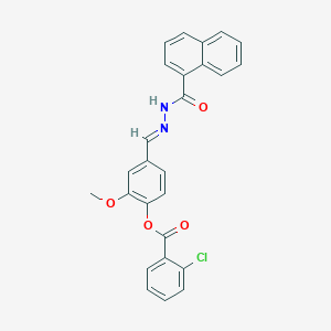 molecular formula C26H19ClN2O4 B12009097 [2-methoxy-4-[(E)-(naphthalene-1-carbonylhydrazinylidene)methyl]phenyl] 2-chlorobenzoate 