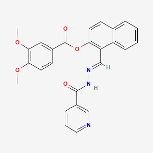 1-(2-(3-Pyridinylcarbonyl)carbohydrazonoyl)-2-naphthyl 3,4-dimethoxybenzoate