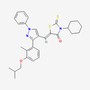 molecular formula C30H33N3O2S2 B12009189 (5Z)-3-cyclohexyl-5-{[3-(3-isobutoxy-2-methylphenyl)-1-phenyl-1H-pyrazol-4-yl]methylene}-2-thioxo-1,3-thiazolidin-4-one CAS No. 623936-35-6