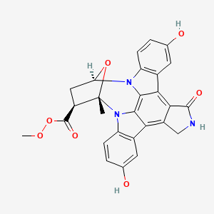 molecular formula C27H21N3O7 B1200921 Methyl (15S,16S,18R)-10,23-dihydroxy-15-methyl-3-oxo-28-oxa-4,14,19-triazaoctacyclo[12.11.2.115,18.02,6.07,27.08,13.019,26.020,25]octacosa-1,6,8(13),9,11,20(25),21,23,26-nonaene-16-carboperoxoate CAS No. 118736-03-1