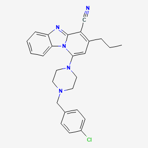 molecular formula C26H26ClN5 B12009239 1-[4-(4-Chlorobenzyl)piperazin-1-yl]-3-propylpyrido[1,2-a]benzimidazole-4-carbonitrile 