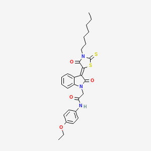 N-(4-ethoxyphenyl)-2-[(3Z)-3-(3-heptyl-4-oxo-2-thioxo-1,3-thiazolidin-5-ylidene)-2-oxo-2,3-dihydro-1H-indol-1-yl]acetamide