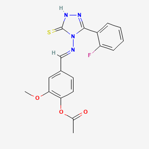 4-(((3-(2-Fluorophenyl)-5-thioxo-1H-1,2,4-triazol-4(5H)-yl)imino)methyl)-2-methoxyphenyl acetate