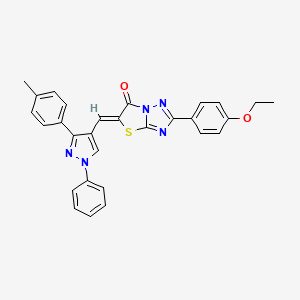 molecular formula C29H23N5O2S B12009389 (5Z)-2-(4-Ethoxyphenyl)-5-{[3-(4-methylphenyl)-1-phenyl-1H-pyrazol-4-YL]methylene}[1,3]thiazolo[3,2-B][1,2,4]triazol-6(5H)-one CAS No. 623935-43-3